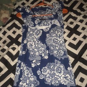 BLUE AND WHITE FLORAL MAXI DRESS